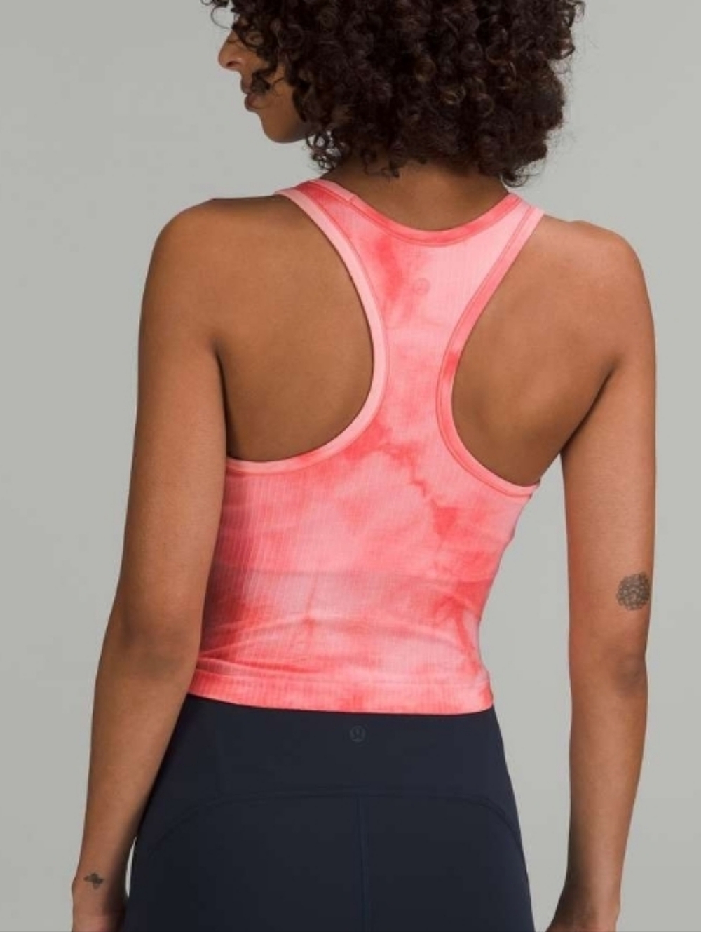 Lululemon Ebb to Street Crop Racerback Tank Marble Dye Raspberry Cream Sz12 Nwt - Picture 2 of 7